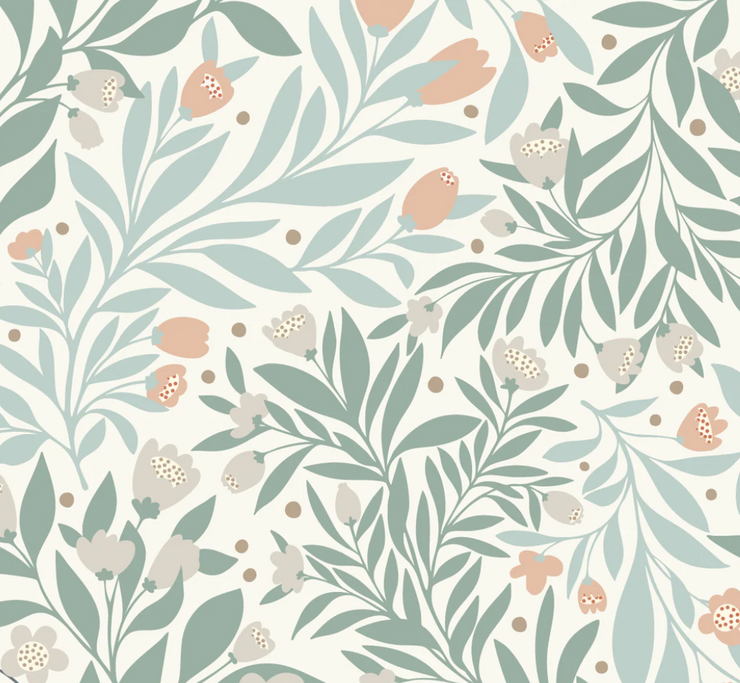 *WAREHOUSE* - Kendall Cream and Green Wallpaper 10 - 2 feet x 9 feet - PERFECT