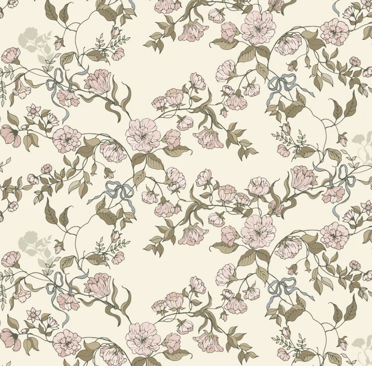 *WAREHOUSE* - Lettie Cream and Pink Wallpaper 6 - 2 feet x 12 feet Panel- PERFECT